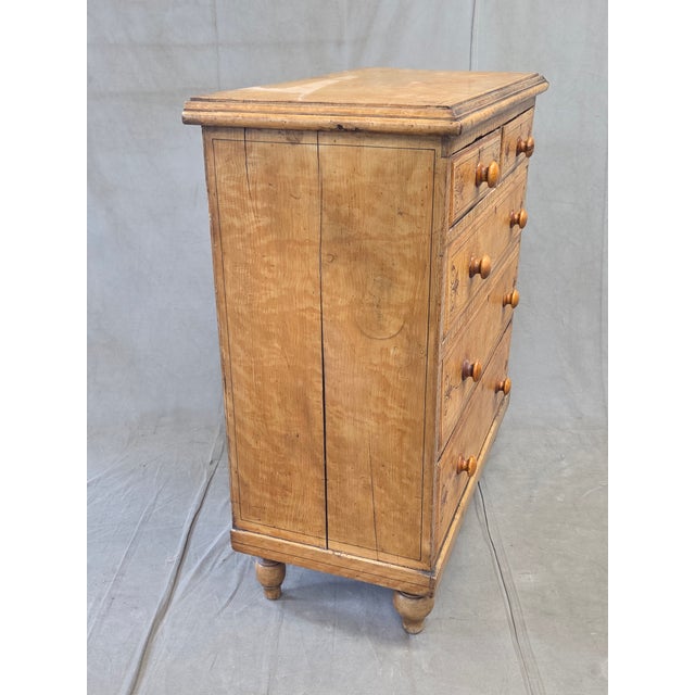 Antique Late 19th Century English Pine Faux Bois Maple Chest of Drawers For Sale - Image 13 of 14