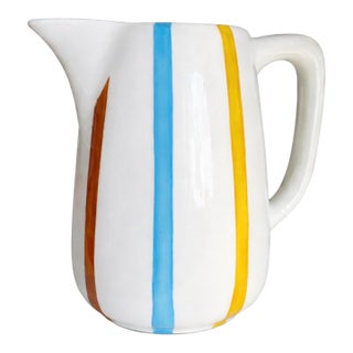 Mid 20th Century De Sphinx Holland Parafeu Pitcher – Hand Decorated Dutch Mid Century Ceramic For Sale