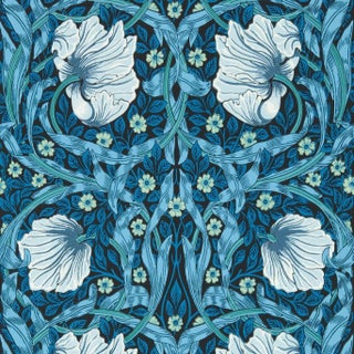 Morris & Co Pimpernel Wallpaper in Midnight/Opal - a Sample For Sale