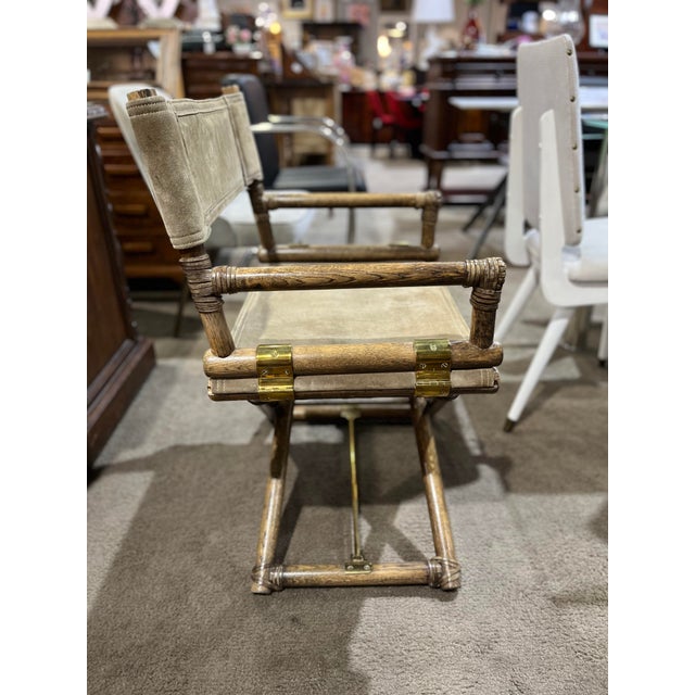1980’s McGuire for San Francisco Bamboo & Suede Directors Chair Dining Set For Sale - Image 9 of 12