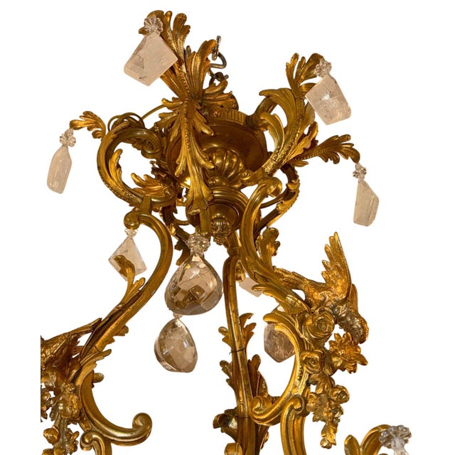 Bronze 1880s Louis XVI 42-Light Dore Bronze & Rock Crystal Chandelier Signed b.r For Sale - Image 8 of 15