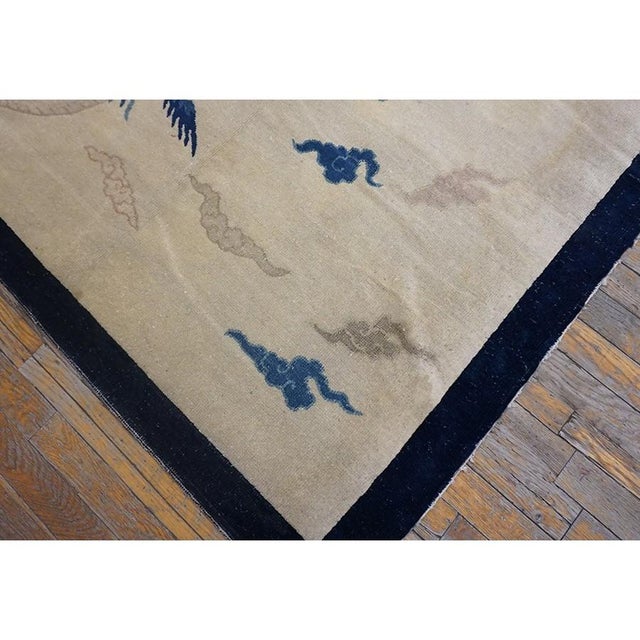 Antique Ivory Wool Chinese - Peking Knotted 1930s Small Scatter Size Rectangle Rug, Circa Date: 1930s. This exceptional...
