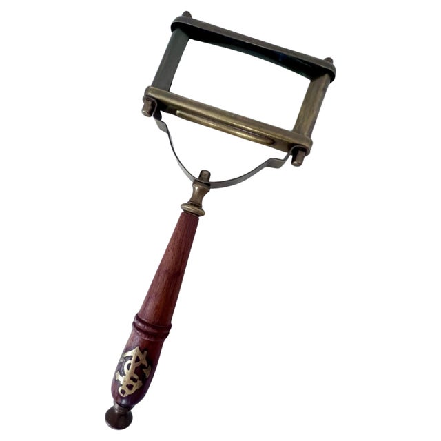 Wooden and Brass Square Faced Magnifying Glass with Nautical Symbol For Sale - Image 4 of 11