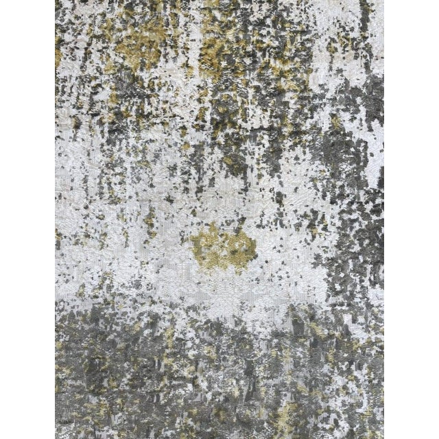 7x9 Ivory Hand-Knotted Wool Distressed Texture Abstract Modern Carpet Rug For Sale - Image 4 of 7