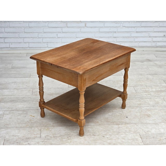 Scandinavian Side Table with Drawers in Oak Wood and Rattan, 1970s For Sale - Image 9 of 18
