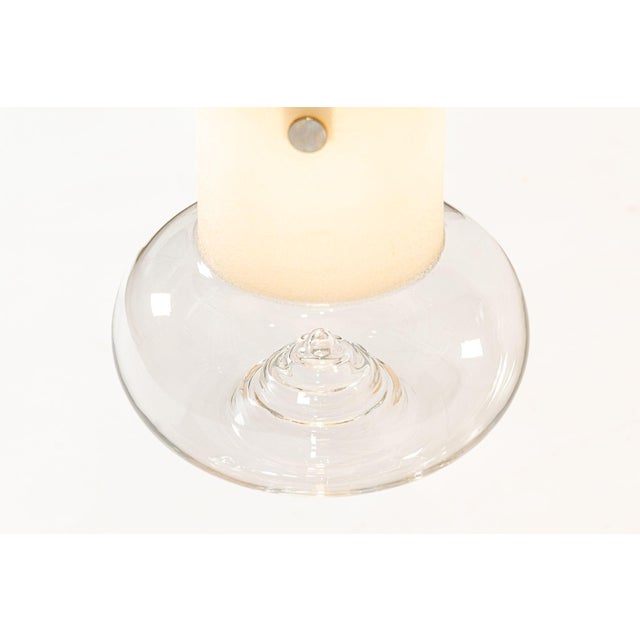 White Mid Century Swedish Modern Glass Pendant Lamp by Orrefors For Sale - Image 8 of 14