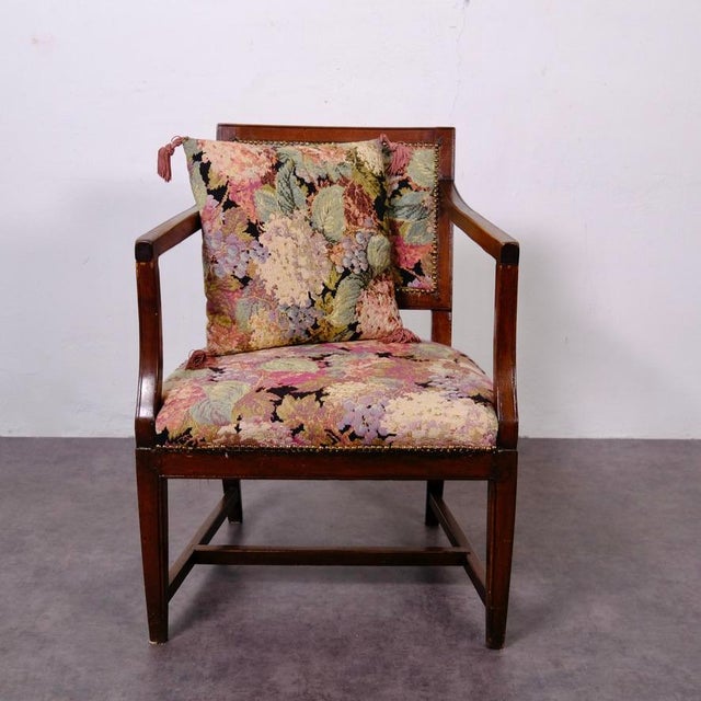 Late 19th Century Wooden and Fabric Armchair with Cushion For Sale - Image 9 of 18