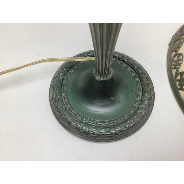 Early 20th Century Early 20th Century Slag Glass Lamp Edward Miller & Co. For Sale - Image 5 of 11