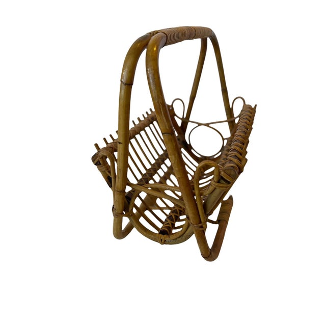 Brown 1950s French Bamboo Magazine Stand For Sale - Image 8 of 9