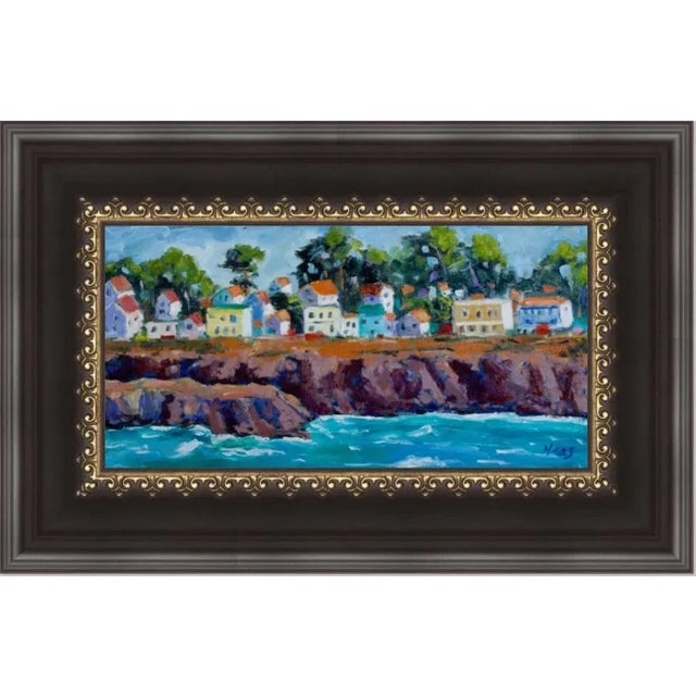 Original Oil Painting Seascape, Mendocino Village For Sale - Image 12 of 12
