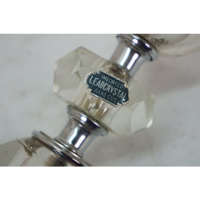 Mid 20th Century Hollywood Regency Stacked Crystal Prism Vanity Boudoir Lamps 11" For Sale - Image 9 of 13