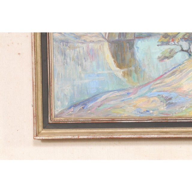 Swedish Painting of Bridge Over Water, 1950 For Sale In Atlanta - Image 6 of 12