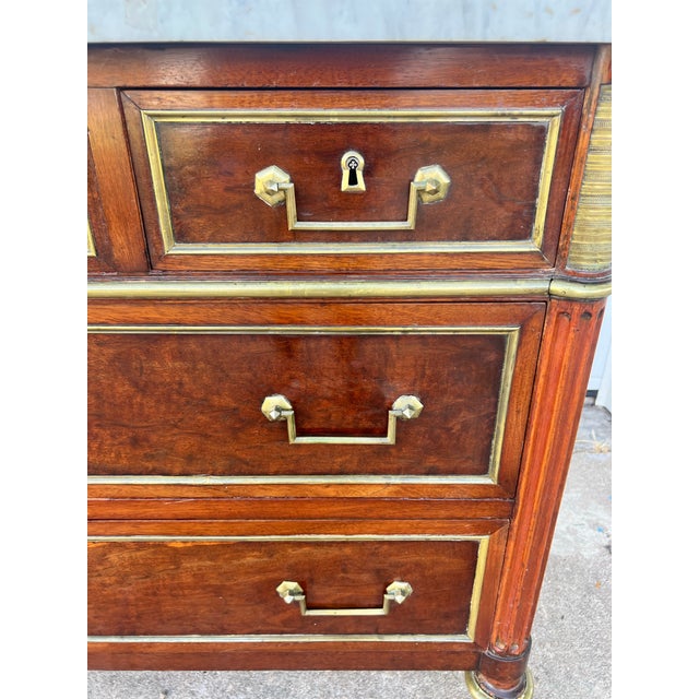 Wood French 19th Century Louis XVI Mahogany Carrara Marble Top Chest of Drawers For Sale - Image 7 of 12