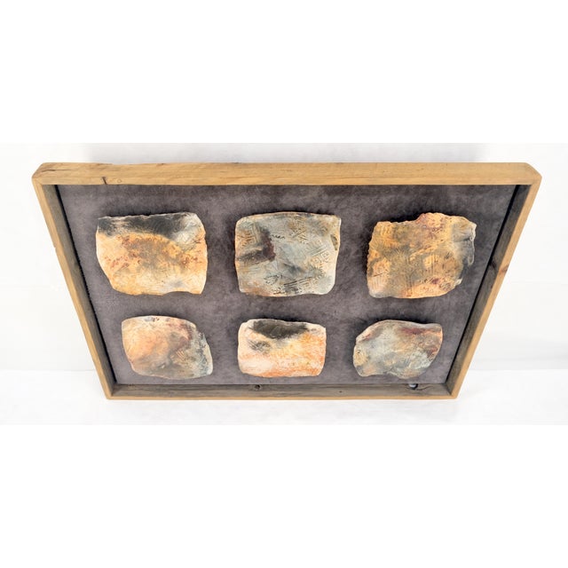 Large 33x47 Framed Fired Clay Wall Art Sculpture Abstract Textures Tray For Sale - Image 16 of 16