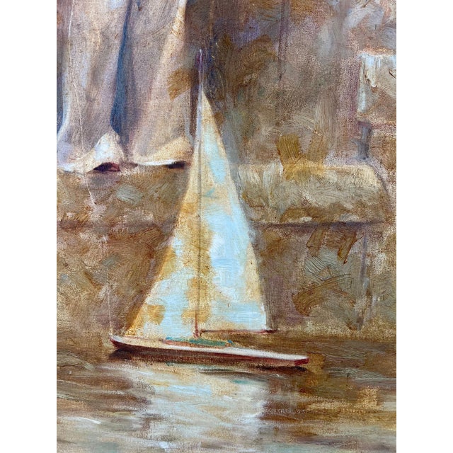 Richard Judson Zolan, Large American Impressionist Painting Sailor Girl with Toy Boat Richard Zolan For Sale - Image 13 of 16