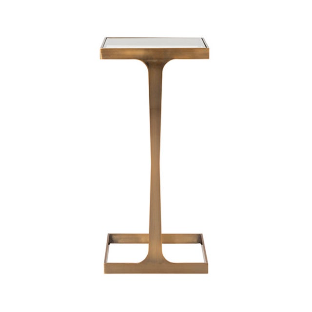 Worlds Away Matthew Izzo Home Maisel Antique Brass and Mirror Top Cigar Table For Sale - Image 4 of 4