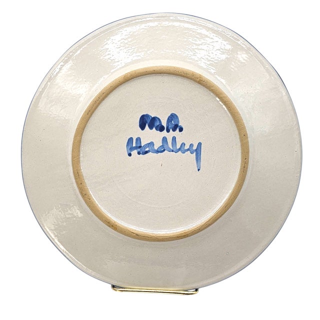 m.a. Hadley Palm Beach Bunny Rabbit Hand Painted Stoneware Plate, 8.875” For Sale - Image 9 of 10