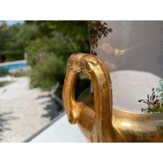 Gold Antique Italian Neoclassical Vases in Porcelain, Set of 2 For Sale - Image 8 of 10