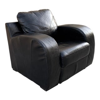 Art Deco Revival Oversized Leather Club Chair For Sale