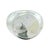 The smooth, rounded silhouette is crafted from clear glass and layered with soft, abstract swaths of muted green and warm...