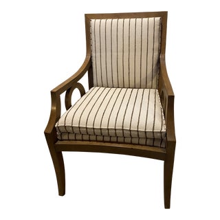 Contemporary Wood Framed Striped Easy Chair For Sale