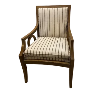 Contemporary Wood Framed Striped Easy Chair