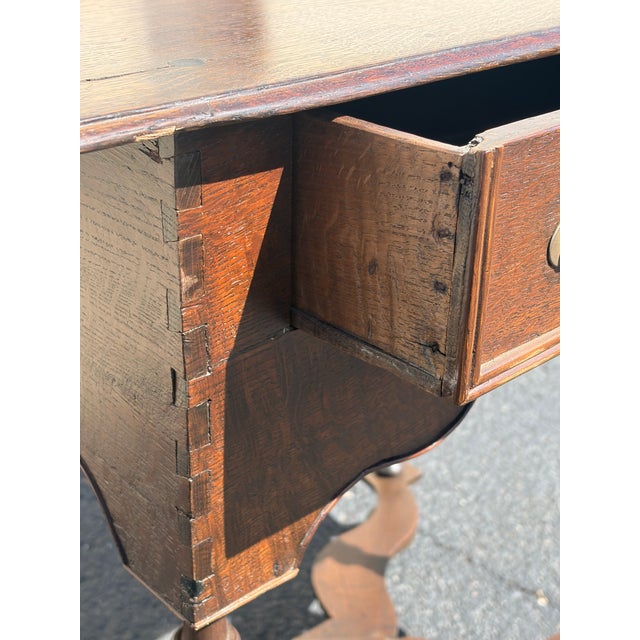 Fine Original William and Mary Oak X Stretcher Side Table For Sale In Philadelphia - Image 6 of 9