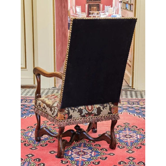 2000 - 2009 Neo-Renaissance Louis XIII Armchair with Tapestry For Sale - Image 5 of 7