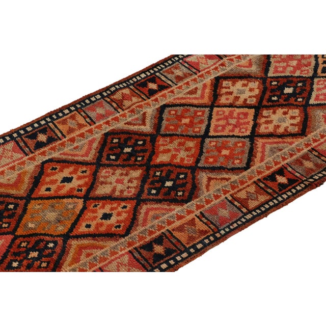Rug & Kilim Vintage Turkish Tribal Runner in Orange and Brown With Colorful Geometric Motifs For Sale - Image 4 of 8