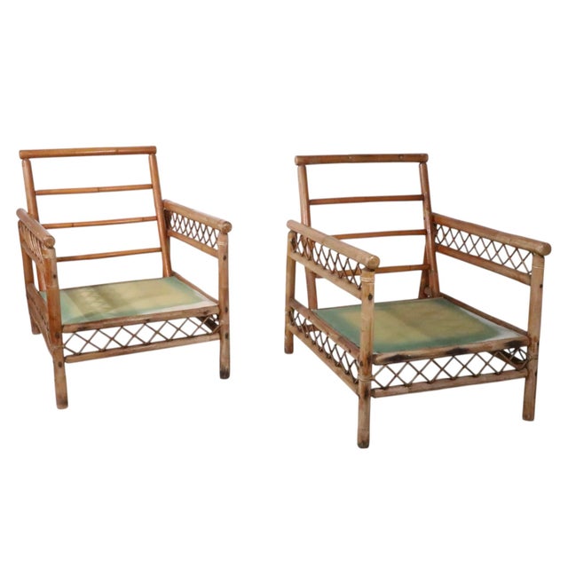 Pr. Mid 20th Century Bamboo Lounge Chairs For Sale - Image 10 of 10