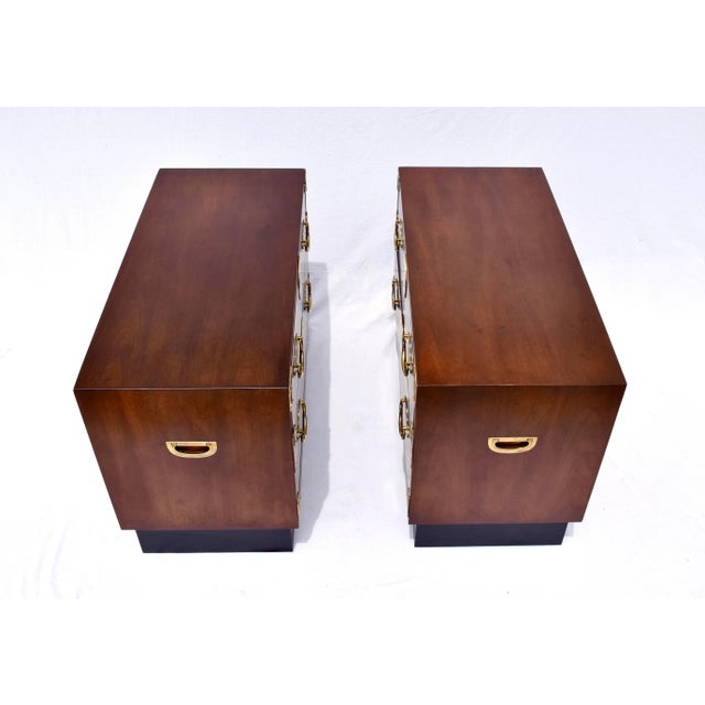 1970s 1970s Henredon Chinoiserie Tansu Campaign Commodes in Mahogany & Brass For Sale - Image 5 of 12