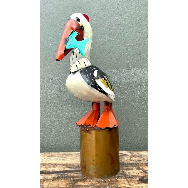 Late 20th Century Vintage Torch Cut Metal Pelican For Sale - Image 5 of 12