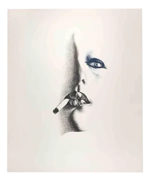 Giacomo Porzano, Smoker in White, Etching, 1972