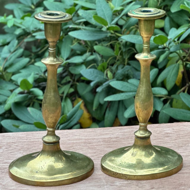 Antique Heavy Brass 9.5" Tall Candlestick Candle Holders - a Pair For Sale - Image 9 of 11