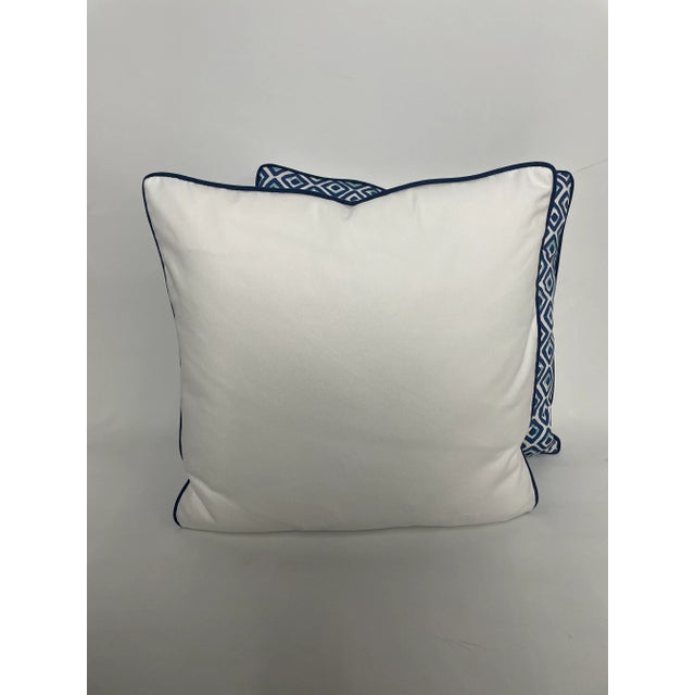 Textile Thibaut Indian Diamond in Blue and Turquoise Pillows - Pair For Sale - Image 7 of 9