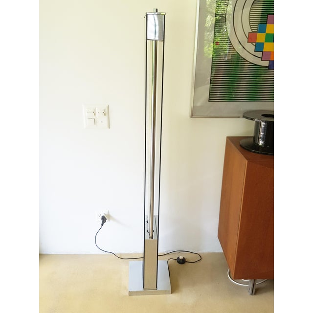 Chrome-Plated Metal and Smoked Glass 2 Neon Floor Lamp, 1970s For Sale - Image 16 of 18