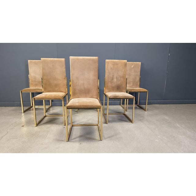 Hollywood Regency Brass Dining Chairs from Belgochrom, 1970s, Set of 6 For Sale - Image 3 of 17