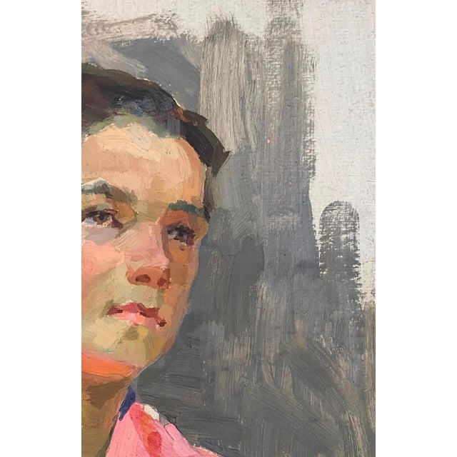 Realism Soviet Children Portraits Children Antique Oil Painting Original Socialist Realism Soviet Art Ukrainian Artist Sokolovsky G. 46-30 1966 For Sale - Image 3 of 6