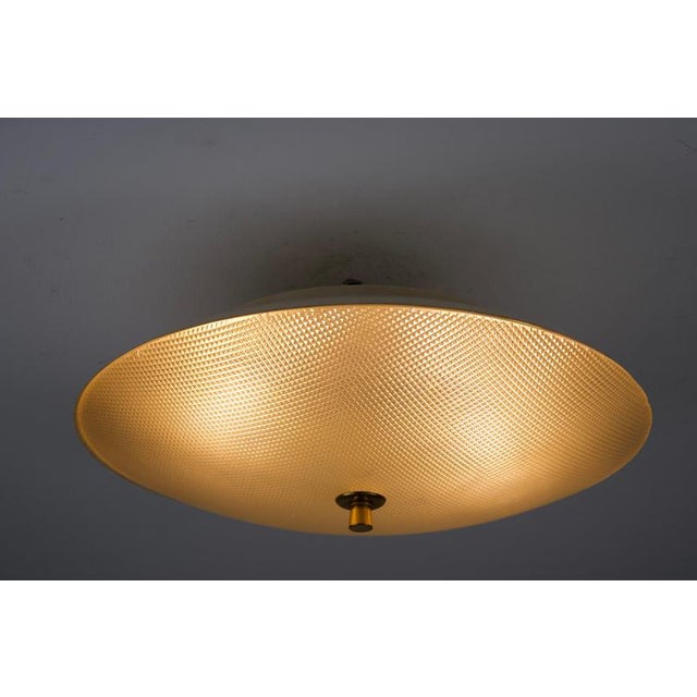 Brown Mid-Century Modern Round Brass and Glass Flush Mount from Stilnovo, Italy, 1960s For Sale - Image 8 of 9