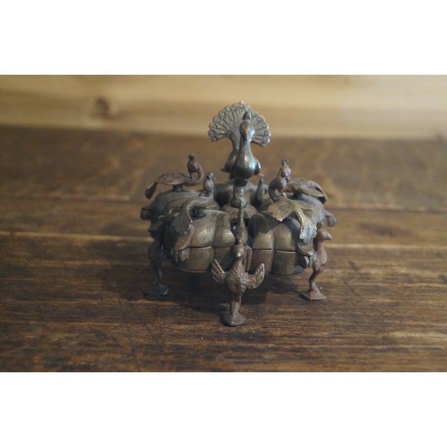 1950s Rajasthani Bronze Peacock Sindoor Box For Sale - Image 11 of 12