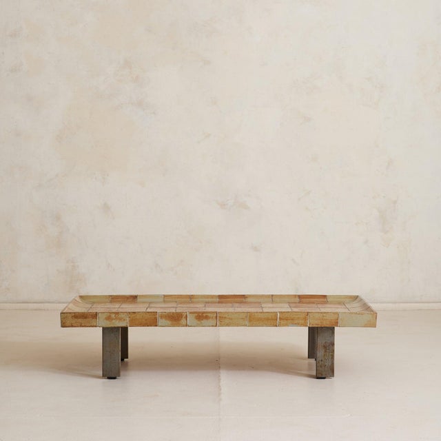 French ‘Cuvette’ Brown + Sage Ceramic Coffee Table by Roger Capron, 1960s For Sale In Chicago - Image 6 of 11