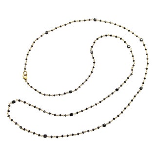 1990s 14k Gold Hand-Faceted Black Diamond Hand-Wired Chain Necklace For Sale