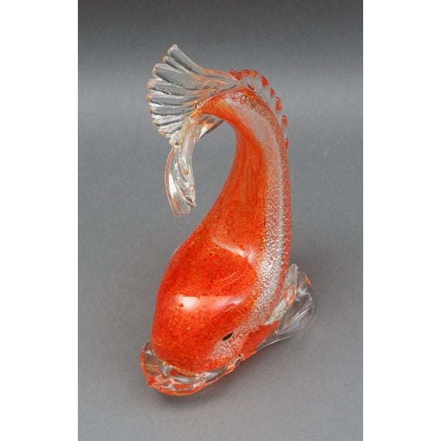 Vintage Italian Murano Attributed Gold Fleck Orange Hand Blown Art