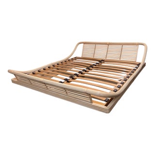 Roche Bobois Maugrion France Platform Rattan Bed, Eastern King For Sale