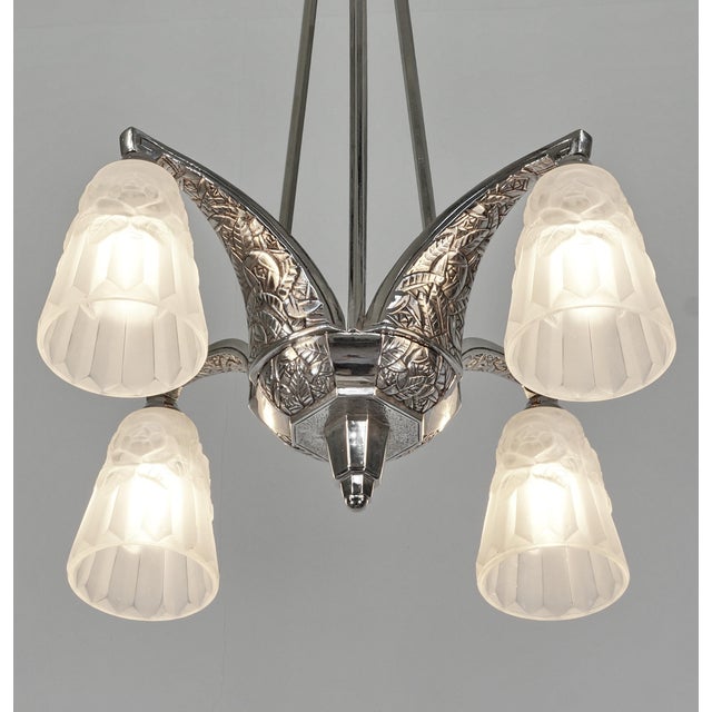 French Art Deco Chandelier by Degue & Vandamme 1920s France For Sale - Image 6 of 13