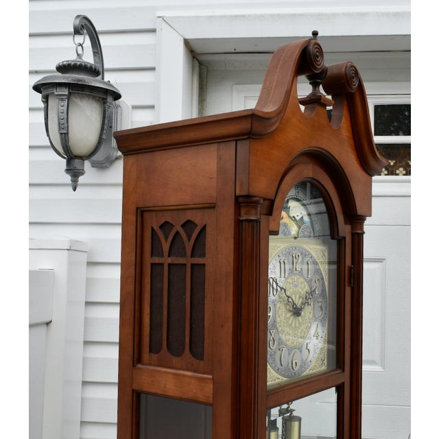 Vintage Colonial of Zeeland Traditional Style Cherry Grandmothers Clock W/Fluted Columns For Sale In Philadelphia - Image 6 of 12