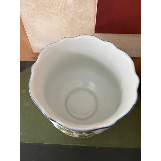 Vintage Takahashi Floral Pedestal Planter | Raised Footed Cachepot | Japanese Stoneware For Sale - Image 4 of 6