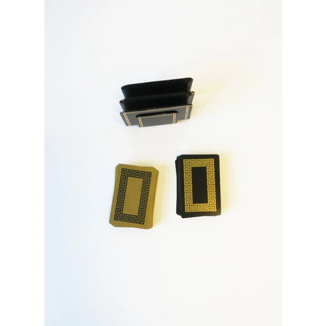 Versace Vintage Playing Cards in Black and Gold With Greek Key Design For Sale - Image 4 of 13