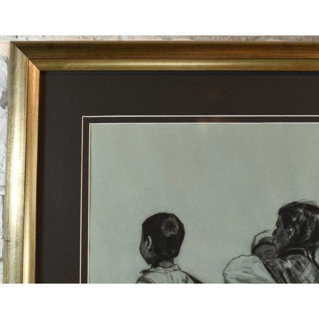 Mid 20th Century Mid 20th Century Charcoal Drawing South American Figures For Sale - Image 5 of 13