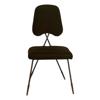 1970s Vintage Jonathan Adler Style Maxime Brown Upholstered Side Dining Chair For Sale